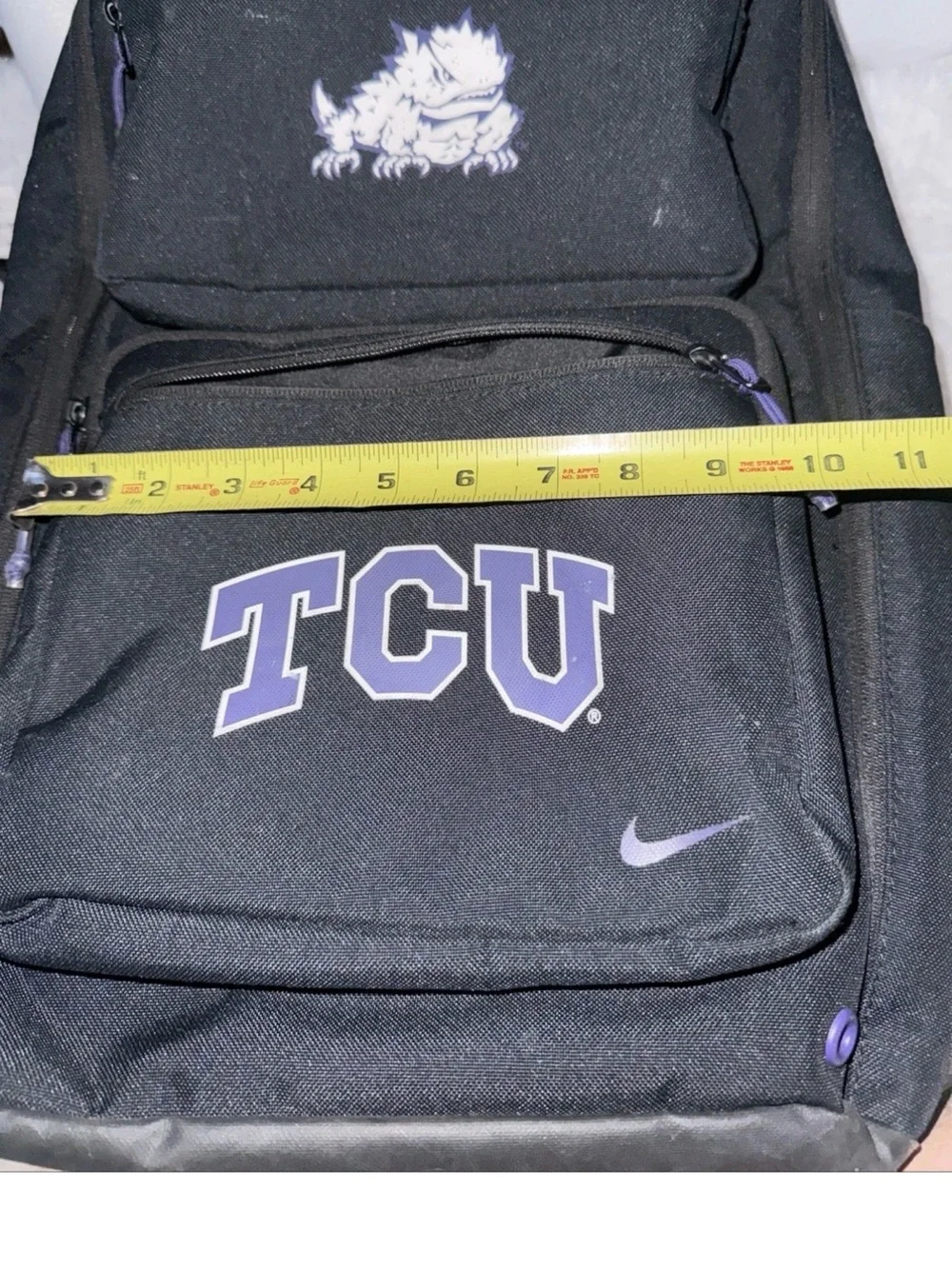 TCU Nike Horned Frog Logo Team Issued Black and Purple Travel Backpack